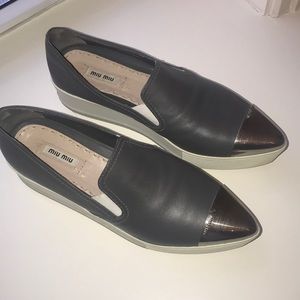 Miu Miu platform leather rubber soles shoe